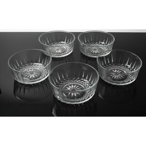 Arcoroc Set of 5 Starburst Diamond Pattern Glass Diamant Salad/Dessert Bowls
